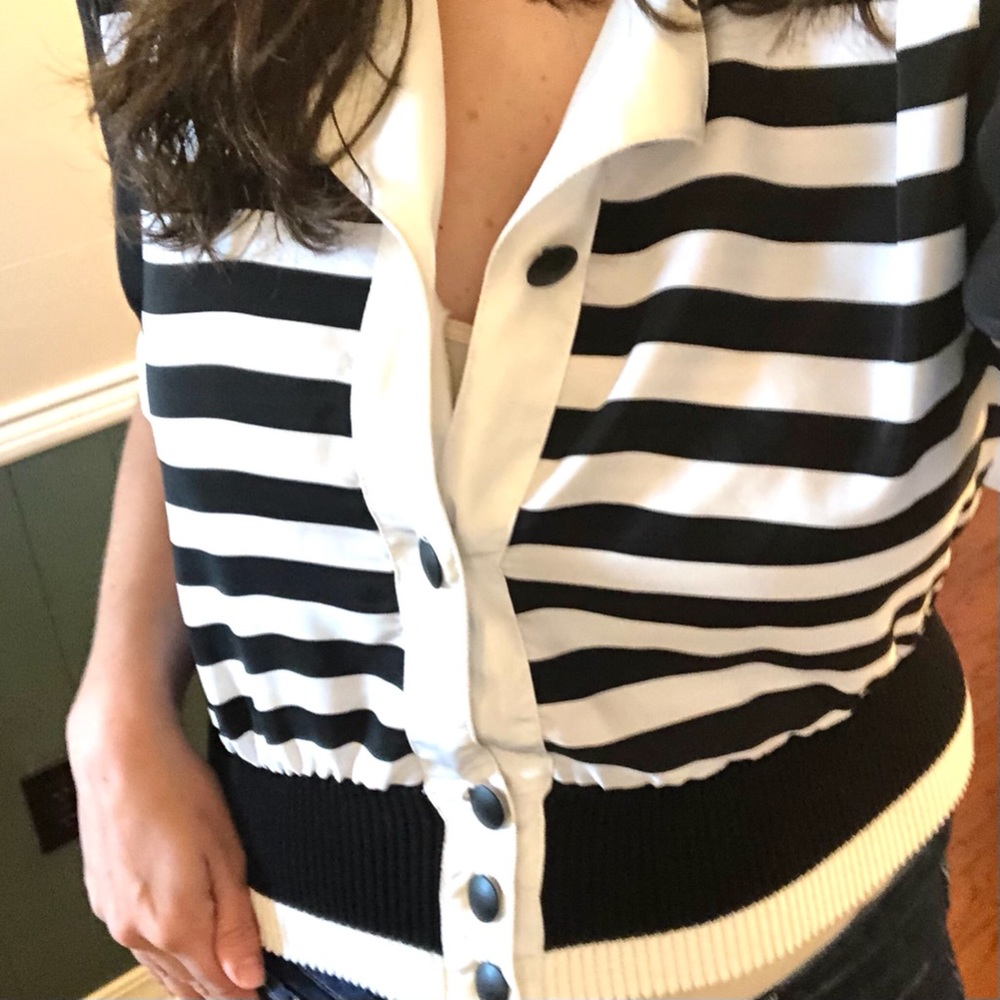 Vintage black and white striped blouse - Picture 3 of 12
